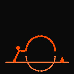 Line drawing of a glute bridge with a knee squeeze — flat on the back, knees bent, pad or fist between the knees, hips driven up.