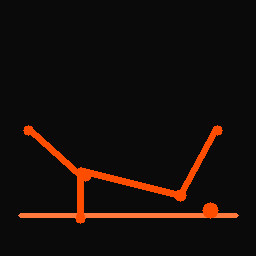 Line drawing of a wall sit — back flat against a wall, knees bent at 90 degrees, thighs parallel to the floor.